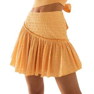 NWT SOVERE Revolve Reason Skirt Medium Golden Yellow Textured Ruffle Mini